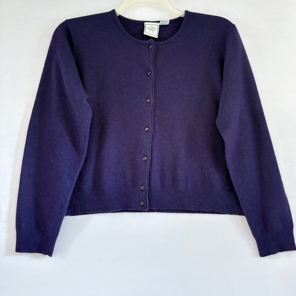 Boundary Waters Purple Angora Lambswool Blend Button Front Cardigan Sweater L